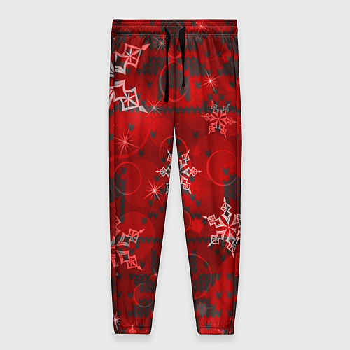 Женские брюки Рождественские узоры снежинки / 3D-принт – фото 1