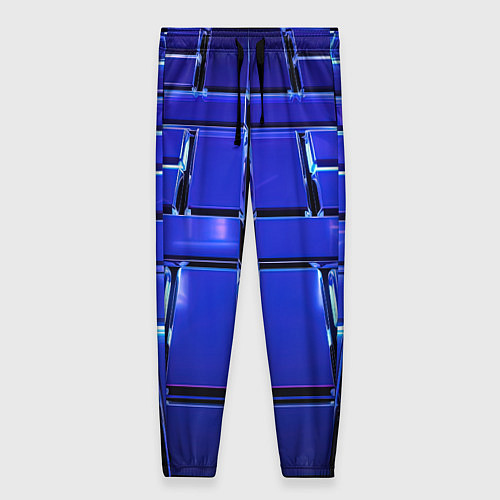 Женские брюки Синие плиты с неоном / 3D-принт – фото 1