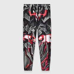 Женские брюки Красный абстрактный кибер череп