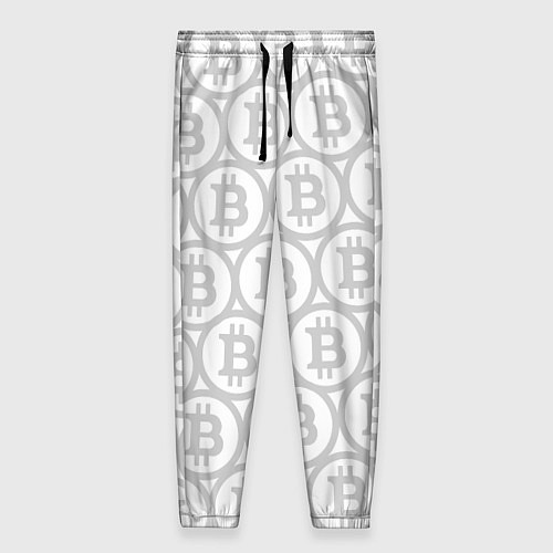 Женские брюки Биткоин патерн на белом фоне / 3D-принт – фото 1