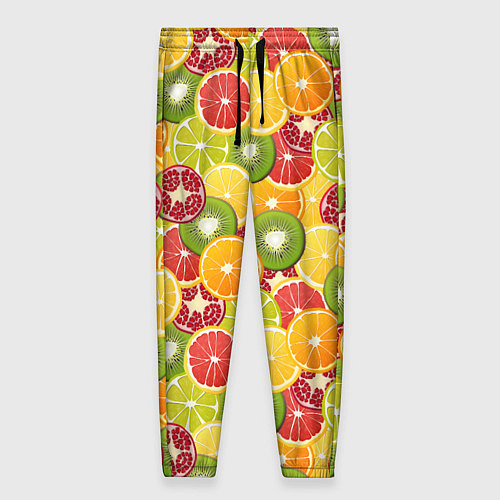 Женские брюки Фон с экзотическими фруктами / 3D-принт – фото 1