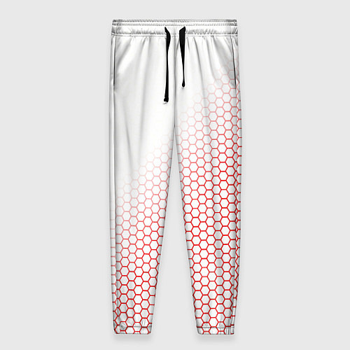 Женские брюки Красно-белый соты / 3D-принт – фото 1