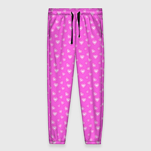 Женские брюки Розовый маленькие сердечки / 3D-принт – фото 1