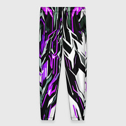Женские брюки Фиолетовая и белая абстракция на чёрном фоне