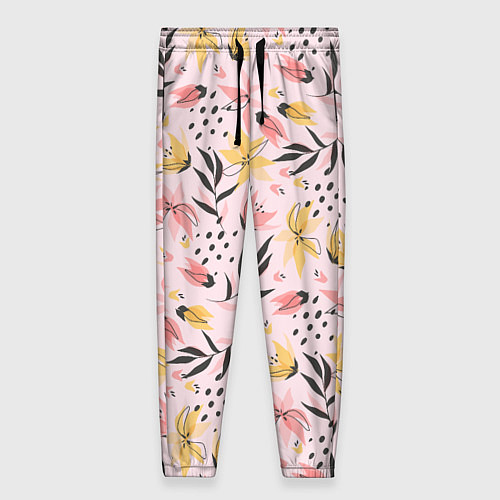 Женские брюки Абстрактный паттерн с цветами / 3D-принт – фото 1
