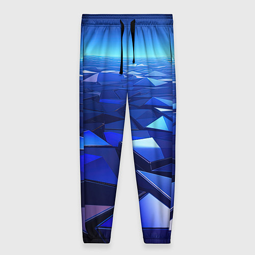 Женские брюки Синие объемные блестящие плиты / 3D-принт – фото 1