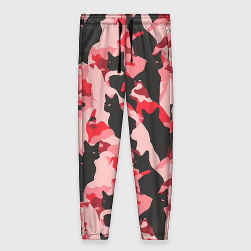 Женские брюки Розовый камуфляж из котов / 3D-принт – фото 1