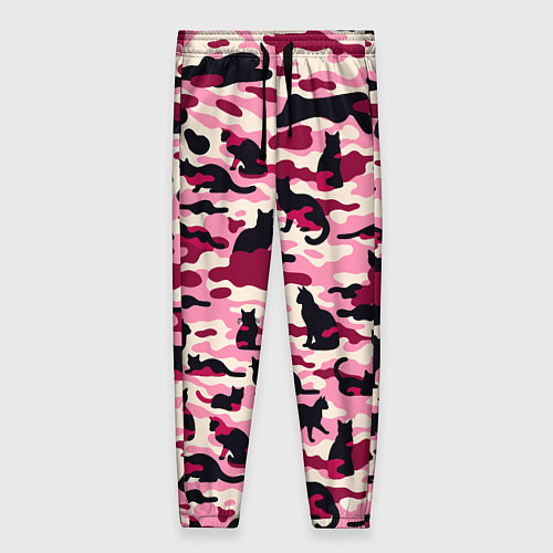 Женские брюки Камуфляжные розовые котики / 3D-принт – фото 1