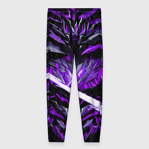 Женские брюки Фиолетовый камень на чёрном фоне / 3D-принт – фото 1