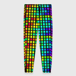 Женские брюки Разноцветные квадраты на чёрном фоне