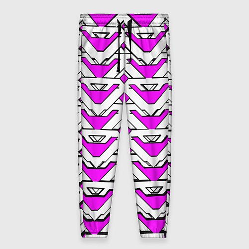 Женские брюки Бело-розовый узор / 3D-принт – фото 1