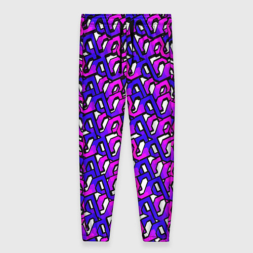 Женские брюки Фиолетовый узор и чёрная обводка / 3D-принт – фото 1