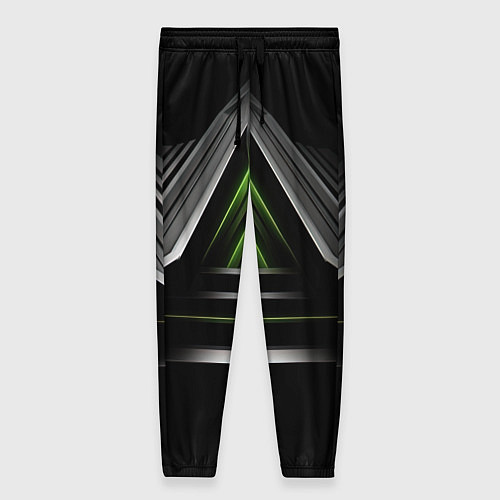 Женские брюки Black green abstract nvidia style / 3D-принт – фото 1