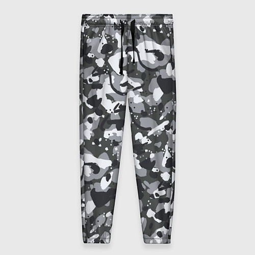Женские брюки Серый пиксельный камуфляж / 3D-принт – фото 1