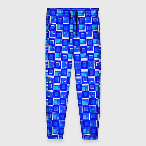 Женские брюки Синие квадраты на белом фоне / 3D-принт – фото 1