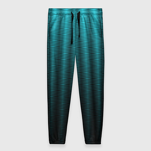 Женские брюки Градиент полосатый чёрно-бирюзовый / 3D-принт – фото 1