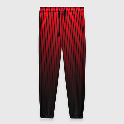 Женские брюки Красно-чёрный градиент в полоску / 3D-принт – фото 1