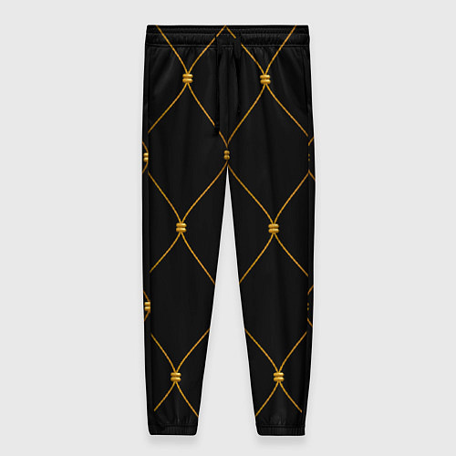 Женские брюки Желтая сетка на черном / 3D-принт – фото 1