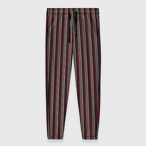 Женские брюки Чёрно-красный в тонкую полоску / 3D-принт – фото 1