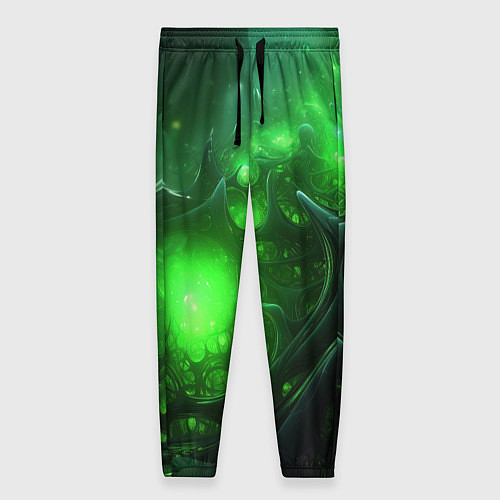 Женские брюки Зеленая кислотная яркая неоновая абстракция / 3D-принт – фото 1