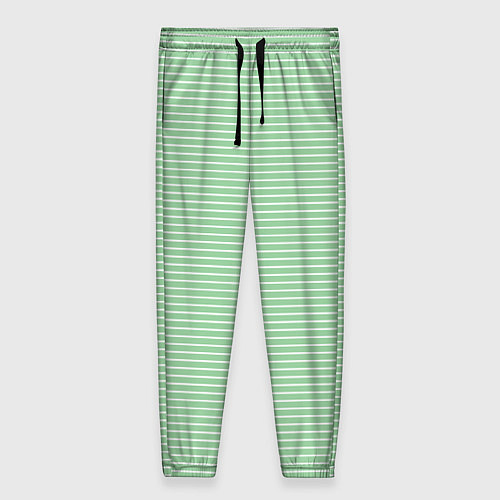 Женские брюки Светло-зелёный в полоску / 3D-принт – фото 1