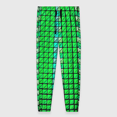 Женские брюки Зелёные плитки и чёрная обводка / 3D-принт – фото 1