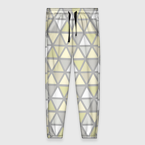 Женские брюки Паттерн геометрия светлый жёлто-серый / 3D-принт – фото 1