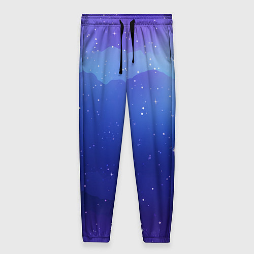 Женские брюки Синий космос и звезды / 3D-принт – фото 1