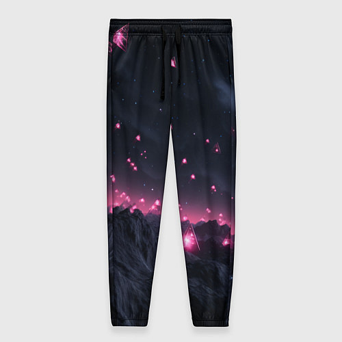 Женские брюки Яркие пирамидки в космосе / 3D-принт – фото 1