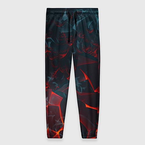 Женские брюки Темная абстракция с разломом красных плит / 3D-принт – фото 1