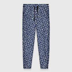 Женские брюки Сине-белый паттерн узорчатый