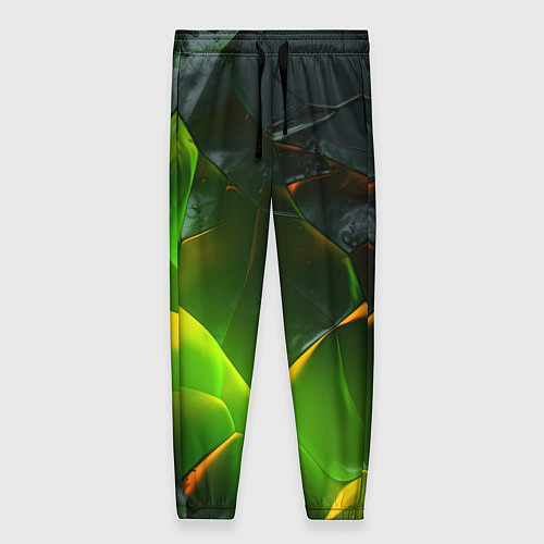 Женские брюки Зеленая абстрактная неоновая текстура / 3D-принт – фото 1