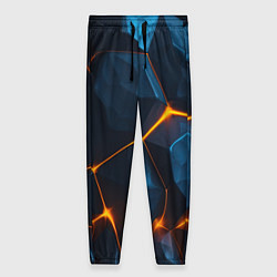 Брюки женские Разлом плит с оранжевым свечением, цвет: 3D-принт