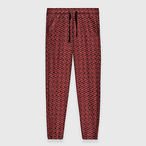Женские брюки Тёмно-красный текстурированный полосатый / 3D-принт – фото 1