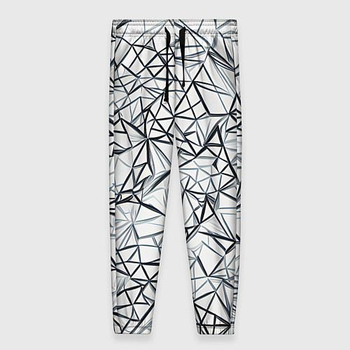 Женские брюки Чёрные хаотичные линии на белом фоне / 3D-принт – фото 1