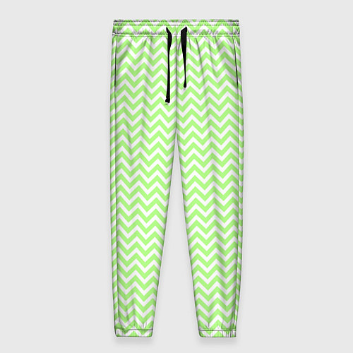 Женские брюки Светло-зелёный ломаные полосы / 3D-принт – фото 1