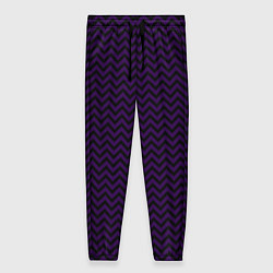 Брюки женские Чёрно-фиолетовый ломаные полосы, цвет: 3D-принт