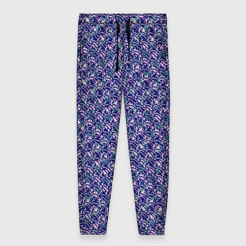 Женские брюки Сине-розовый узоры текстурирвоанный / 3D-принт – фото 1