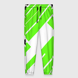 Женские брюки Зелёные широкие линии на белом фоне