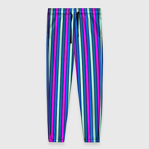 Женские брюки Сине-розовый полосатый / 3D-принт – фото 1