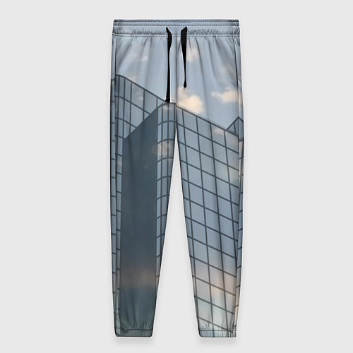 Женские брюки Городское небо и зеркальная многоэтажка / 3D-принт – фото 1