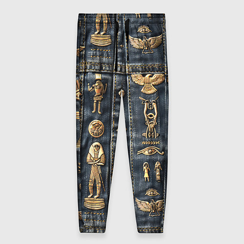 Женские брюки Символы Египта на дениме / 3D-принт – фото 1
