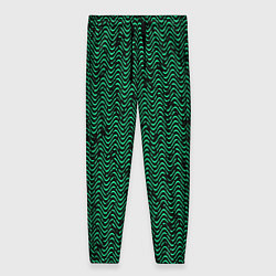 Брюки женские Чёрно-зелёный волнистая текстура, цвет: 3D-принт