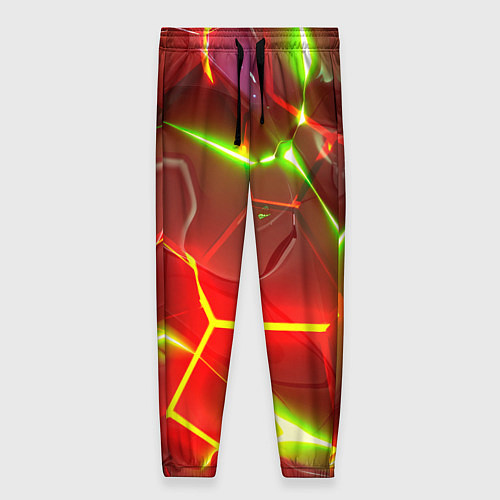 Женские брюки Неоновые красные плиты с ярким светом / 3D-принт – фото 1