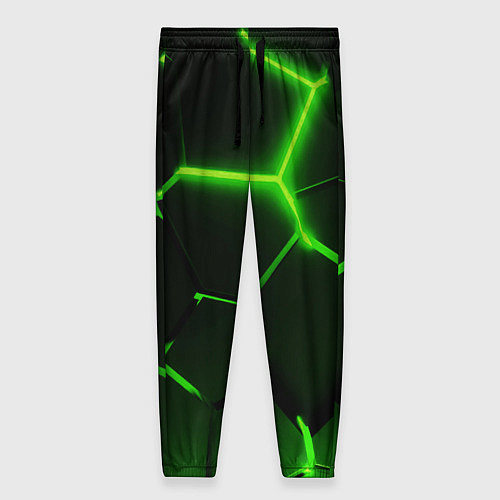 Женские брюки Темные зеленые неоновые плиты в разломе / 3D-принт – фото 1