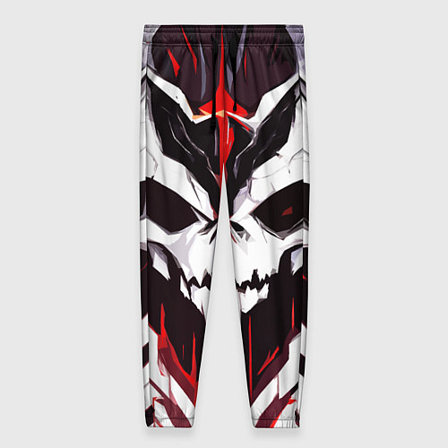 Женские брюки Абстрактный белый череп и красные полосы / 3D-принт – фото 1