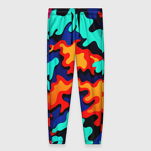 Женские брюки Разноцветный кислотный камуфляж / 3D-принт – фото 1
