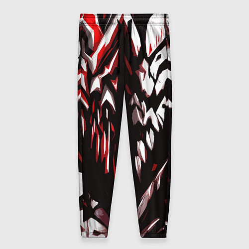 Женские брюки White and red abstraction on a black background / 3D-принт – фото 1