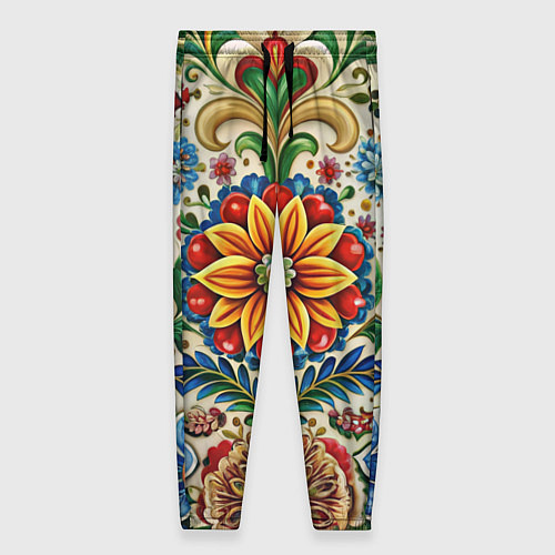 Женские брюки Русские классические узоры и орнамент / 3D-принт – фото 1