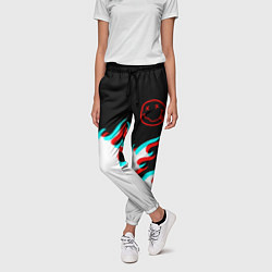 Брюки женские Нирвана глитч огонь, цвет: 3D-принт — фото 2